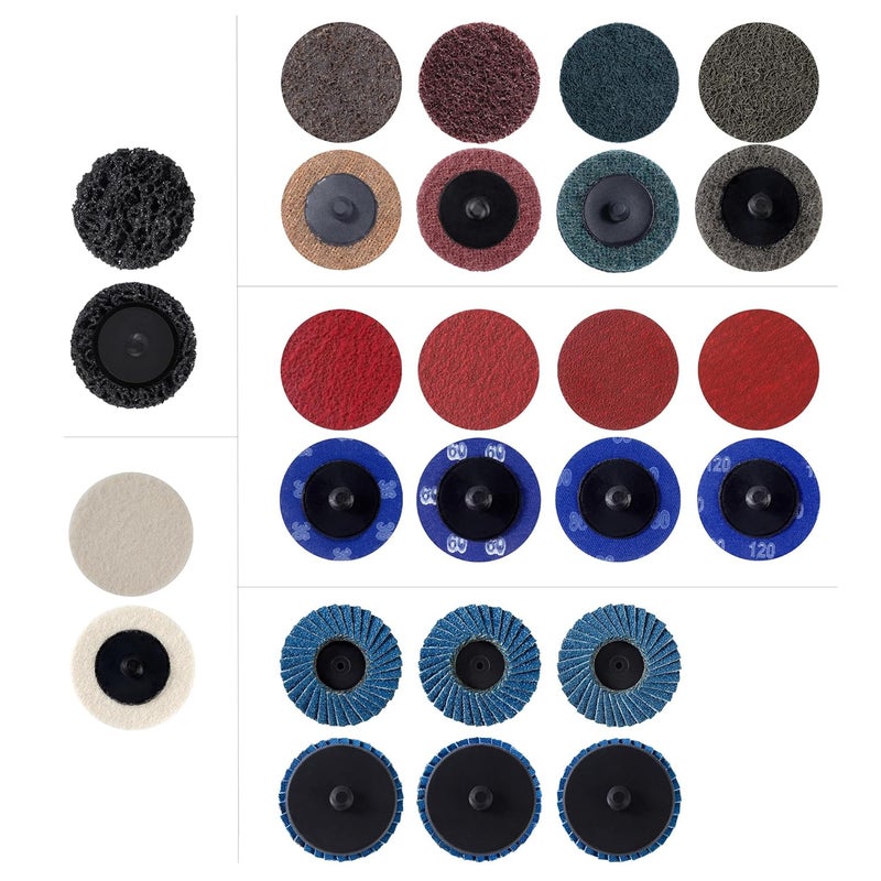 Shawya 60PCS 2 Inch Sanding Disc Quick Change Disc Set with Shank Holder Fits Various Grinder Roll Lock Disc Die Grinder Surface Conditioning, Polishing, Finishing and Burr Rust Paint Removal - Image 3